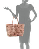 Daily Perforated Leather Tote Bag, Twig/Wine