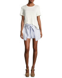 Tie-Front Wrap Shorts, Sky