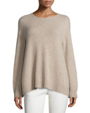 Niola Long-Sleeve Trapeze Tunic Sweater, Light Taupe Melange