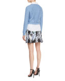 Kayla Painterly Floral-Print Miniskirt, Black Multi
