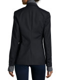 Scuba Jacket with Speckled Uptown Knit Dickey, Black