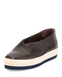 Glace Leather Slip-On Sneaker, Black