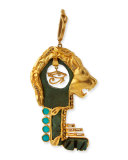Antiquity Bronze Roman Lion Key Pendant with Diamonds