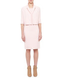 Emma 3/4-Sleeve Short Wool Cocoon Jacket, Flamingo