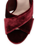 Velvet Crisscross 125mm Sandal, Bordeaux