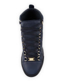 Arena Leather High-Top Sneaker, Navy
