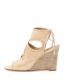 Sexy Thing Suede Wedge Sandal, Nude