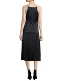 Sleeveless Silk Charmeuse Midi Dress, Black