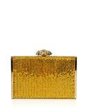 Herringbone Tall Crystal Rectangle Clutch Bag, Gold