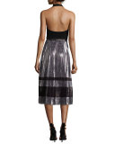 Sleeveless Surplice Halter Top, Black