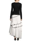 Helena Asymmetric Ottoman Maxi Skirt, Ivory