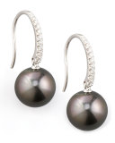 Gray South Sea Pearl & Diamond Drop Earrings, 0.16ct