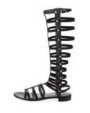 Gladiator Tall Leather Sandal, Black