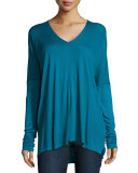 Long-Sleeve V-Neck Top, Bay