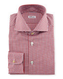 Box-Check Woven Dress Shirt, Red