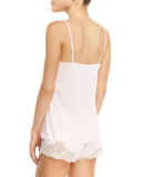 Lace Relaxed Pajama Set, Pink/Ivory