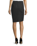 Techno Cady Pencil Skirt, Black