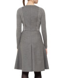 Long-Sleeve Fit-&-Flare Knit Dress, Cliff