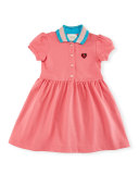 Short-Sleeve Smocked Stretch Pique Dress, Size 9-36 Months