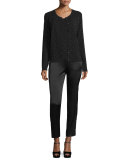 Polka-Dot Intarsia Cardigan, Black