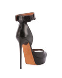 Leather Shark-Lock d'Orsay Sandal, Black
