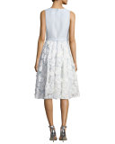 Lace-Skirt Sleeveless Cocktail Dress, Ivory Sky