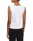 Sleeveless Scoop-Neck Tank, White 