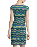 Star-Striped Sheath Dress, Teal