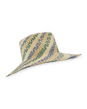 Florence Striped Straw Fedora Hat, Light Brown