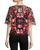 Mirielle Embroidered Floral Lace Blouse, Multi