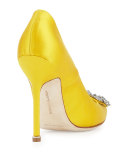 Hangisi Satin Crystal-Toe Pump, Yellow