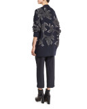 Piuma Floral Beaded Cardigan, Navy
