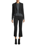 Cropped Shrunken Crepe Jacket, Black