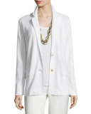 Two-Button Pique Blazer, White