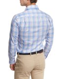 Peninsula Plaid Sport Shirt, Light Blue