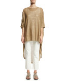 Paillette-Embellished Knit High-Low Poncho