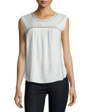 Asera Sleeveless Round-Neck Top, Off White