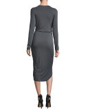 Honey Jersey Surplice High-Low Dress, Deep Sage