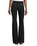 Zip-Pocket Flared Pants, Black