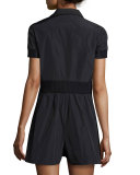 Short-Sleeve Zip-Front Romper
