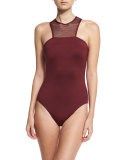 Sporty Soul Mesh High-Neck One-Piece Swimsuit