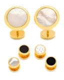 Double-Sided Mother-of-Pearl & Onyx Cuff Links & Stud Set