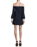 Arabelle Off-the-Shoulder Bell-Sleeve Shift Dress