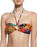 Barbados Floral-Print Bandeau Halter Swim Top