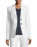 Long-Sleeve Two-Button Blazer, Off White