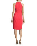 Sleeveless Crepe Cocktail Dress, Poppy Red