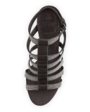 Monili Caged High-Heel Sandal, Onyx