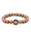 Brown Potato Pearl Bracelet with Sapphire & Diamond Lotus Station