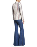 Striped Open-Front Jacket, Ivory/Multicolor