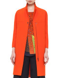 3/4-Sleeve Mid-Length Coat, Rust